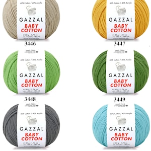 Gazzal Baby Cotton Yarn 50gr 165mètres / Amigurumi, Doux, Mélange acrylique, Été, Bébé, Jouets Fil pour enfants / Fin, poids sport image 7