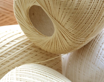 Crochet mercerized cotton yarn thread size 10 100g x 565m 3PLY white ivory ecru shades, lace thread, knitting, hand, DIY colorful thread