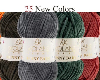 Wolans Bunny Baby Chenille Yarn, Velvet, Plush Yarn 3.52oz 120m 131 yards / Bulky / Amigurumi / Toys / Knitting / Crochet / Polyester yarn