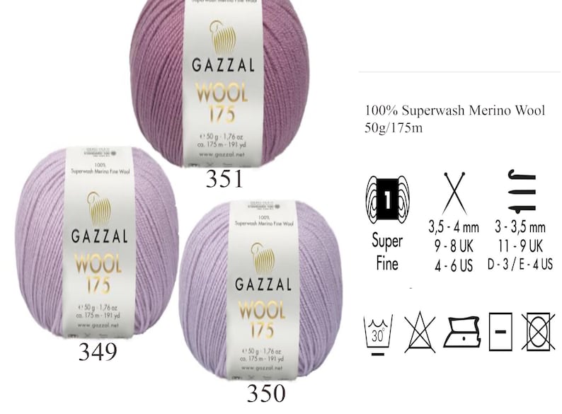 Gazzal Superwash Merino Wool 175 Yarn – OEKO-TEX Certified, 50g/175m, Fine Wool for Knitting, Crochet image 11