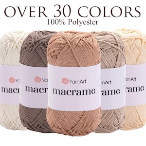 YARNART MAKRAME - 100 % polyestermakrame-rep, 2 mm makramesnöre, virkat makramesnöre för väska, makrame-matta, hobbysnöre, 3,17 oz, 142,17 yards