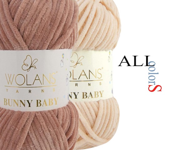 Wolans Bunny Baby Chenille Yarn, Velvet, Plush Yarn 3.52oz 120m 131 yards / Bulky / Amigurumi / Toys / Knitting / Crochet / Polyester yarn