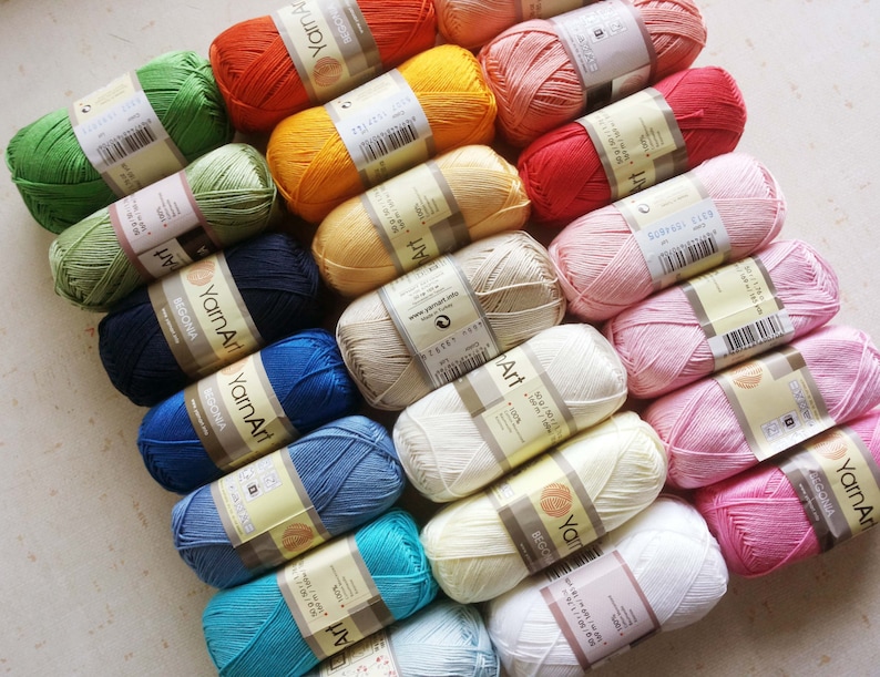 100 mercerized cotton yarn knitting crochet by Yarnart Etsy