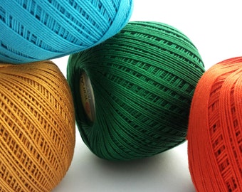 4 x crochet cotton mercerized thread yarn 10, size 10 thread , 3 ply cotton yarn, 50g 225m, YARNART lily, lace weight thread