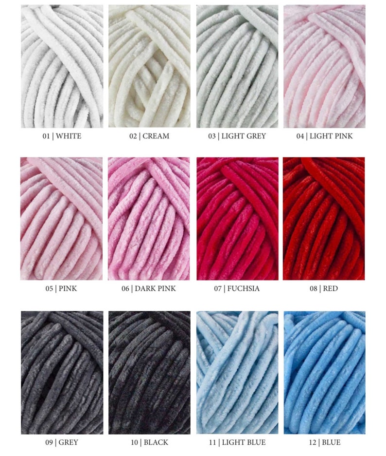 Wolans Bunny Baby Chenille Yarn, Velvet, Plush Yarn 3.52oz 120m 131 yards / Bulky / Amigurumi / Toys / Knitting / Crochet / Polyester yarn image 2