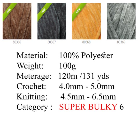 Himalaya Velvet, Super Chunky Yarn, 100% Polyester, for Knitting Crochet,  Chenille Knitting Yarn, Fluffy Yarn, Clothing, Baby Blankets 100 g, 131