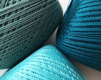 NEW COLOR Crochet cotton yarn thread size 10 100g x 565m 3PLY Blue shades, electro blue, teal blue, pantone blueone