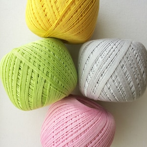 set of 4 mercerized cotton thread crochet yarn 10, size 10 thread , 3 ply cotton yarn, 50g 220, YARNART lily, lace weight yarn
