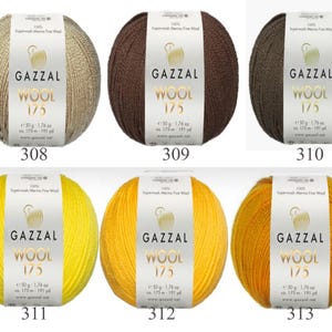 Gazzal Superwash Merino Wool 175 Yarn – OEKO-TEX Certified, 50g/175m, Fine Wool for Knitting, Crochet image 5
