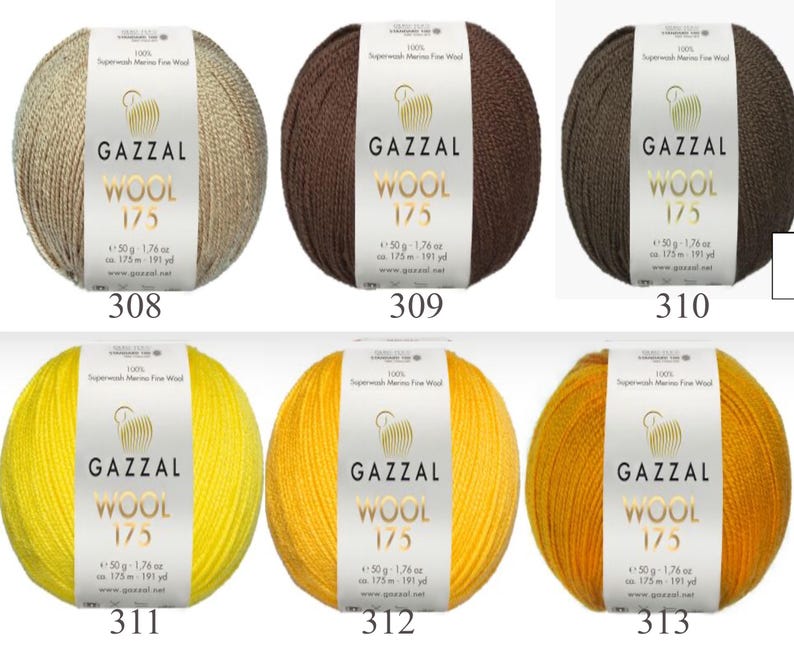 Gazzal Superwash Merino Wool 175 Yarn – OEKO-TEX Certified, 50g/175m, Fine Wool for Knitting, Crochet image 5