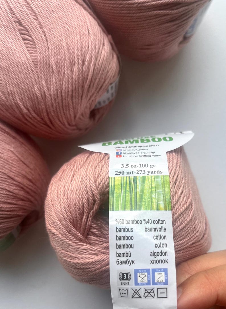 Zacht bamboe-katoenmixgaren voor breien en haken, natuurlijk zomergaren van Himalaya Deluxe bamboe, 100 g/~ 250 m (273 yd), fijn babygaren afbeelding 5