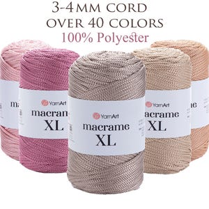 YARNART MACRAME XL: polyester macramé koord, 100% polyester 3 mm - 4 mm touw, macramé tas, macramé vloerkleed, ambachtelijk koord, 8,80 oz, 142,17 yd