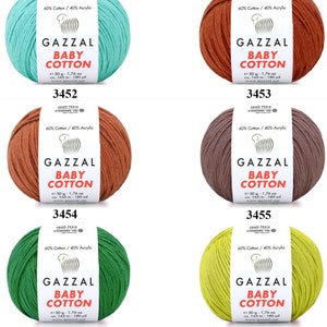 Gazzal Baby Cotton Yarn 50gr 165meters / Amigurumi, Soft, Acrylic Blend, Summer, Baby, Toys Children's Yarn / Fine , sport weight image 8