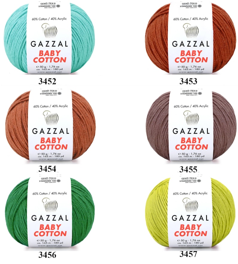 Gazzal Baby Cotton Yarn 50gr 165meters / Amigurumi, Soft, Acrylic Blend, Summer, Baby, Toys Children's Yarn / Fine , sport weight image 8
