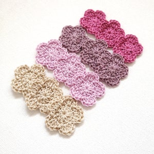 Crochet mini flowers applique set of 12 pcs. Embellishment, motif, scrapbooking flower, decoration