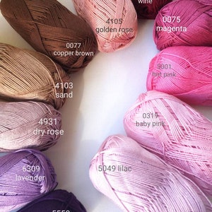 Yarnart Begonia 100% merceriserat bomullsgarn stickning virkning 50g 169 m mjukt fint garn för amigurumi, filtar, halsdukar och babykläder bild 13