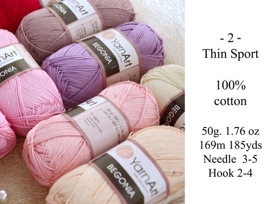 100% Mercerized Cotton Yarn Knitting Crochet by Yarnart Begonia