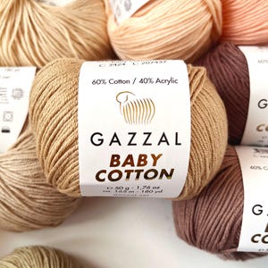 Gazzal Baby Cotton Yarn 50gr 165meters / Amigurumi, Soft, Acrylic Blend, Summer, Baby, Toys Children's Yarn / Fine , sport weight