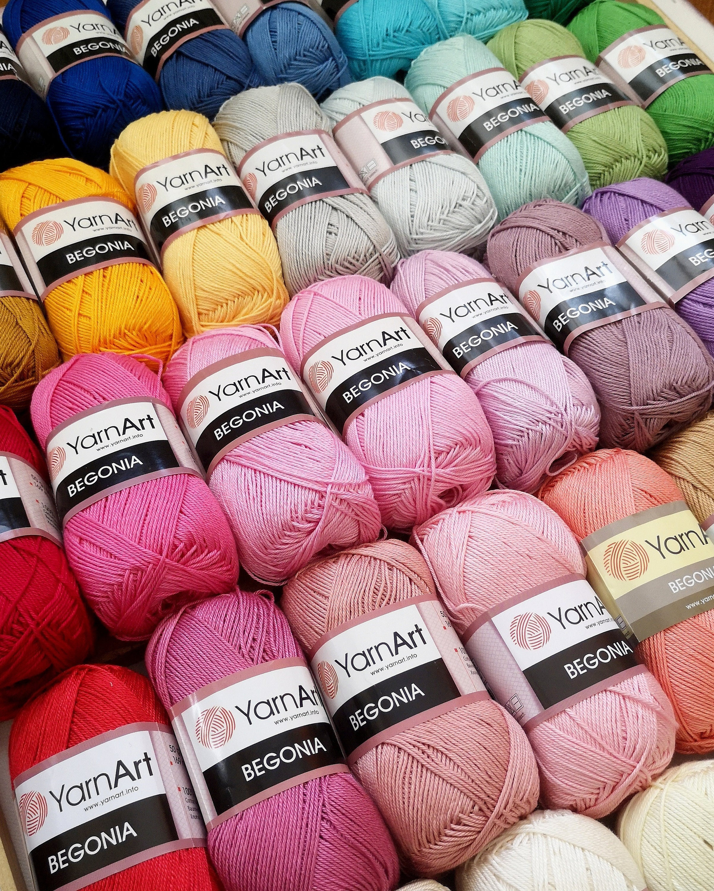 100% Mercerized Cotton Yarn Knitting Crochet by Yarnart Begonia 50g 169m 