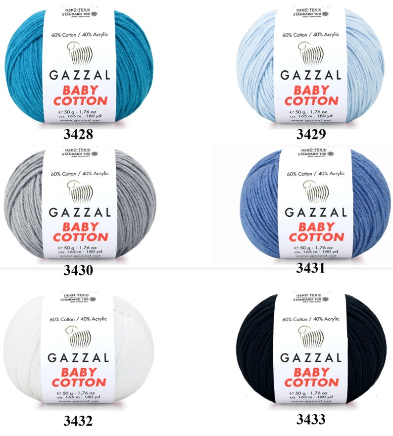 Gazzal Baby Cotton Yarn 50gr 165meters / Amigurumi, Soft, Acrylic Blend, Summer, Baby, Toys Children's Yarn / Fine , sport weight image 4