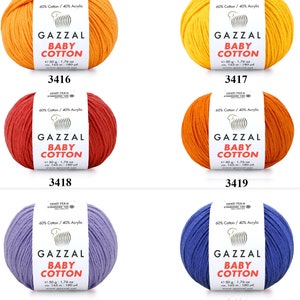 Gazzal Baby Cotton Yarn 50gr 165meters / Amigurumi, Soft, Acrylic Blend, Summer, Baby, Toys Children's Yarn / Fine , sport weight image 2