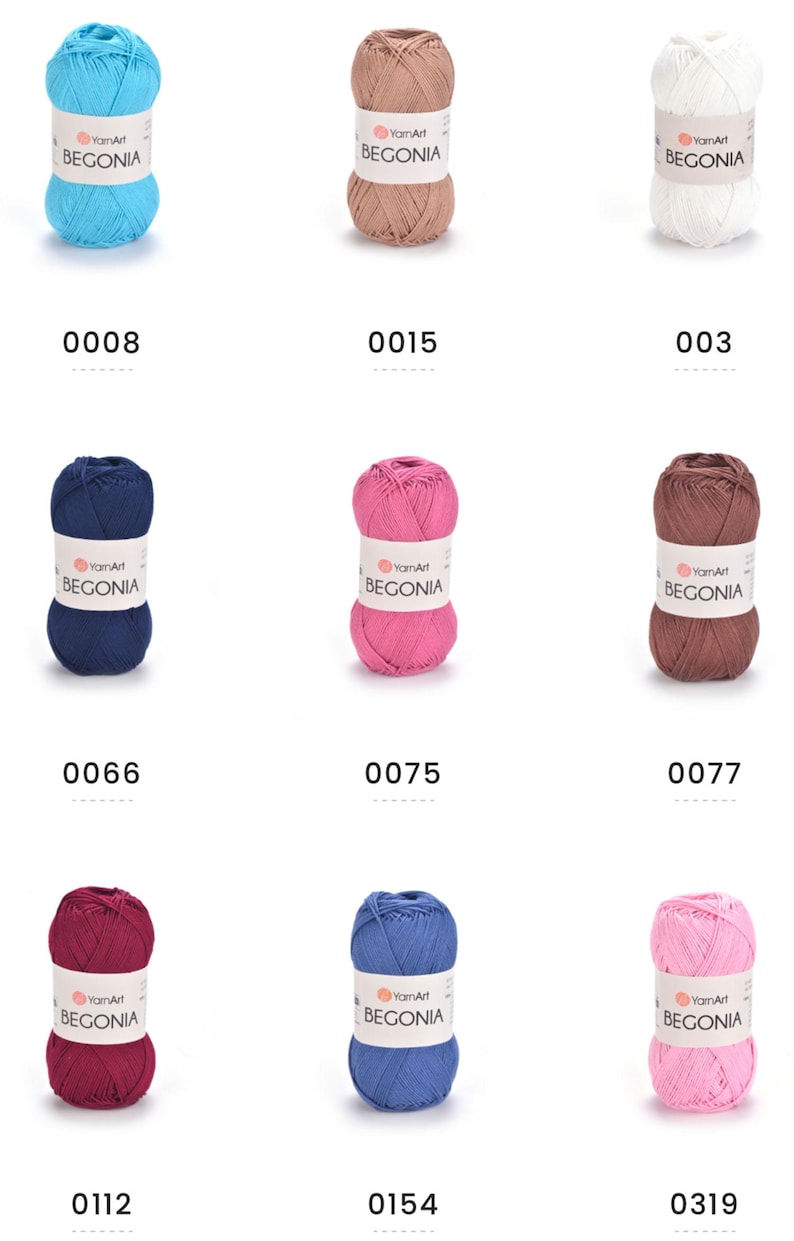 Yarnart Begonia 100% merceriserat bomullsgarn stickning virkning 50g 169 m mjukt fint garn för amigurumi, filtar, halsdukar och babykläder bild 2