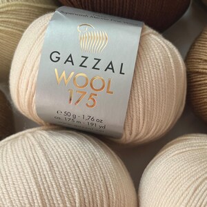 Gazzal Superwash Merino Wool 175 Yarn – OEKO-TEX Certified, 50g/175m, Fine Wool for Knitting, Crochet image 3
