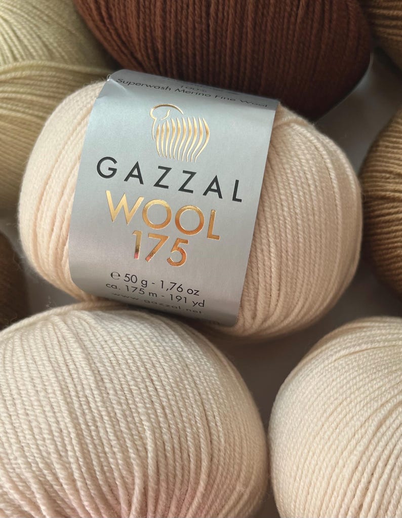 Gazzal Superwash Merino Wool 175 Yarn – OEKO-TEX Certified, 50g/175m, Fine Wool for Knitting, Crochet image 3