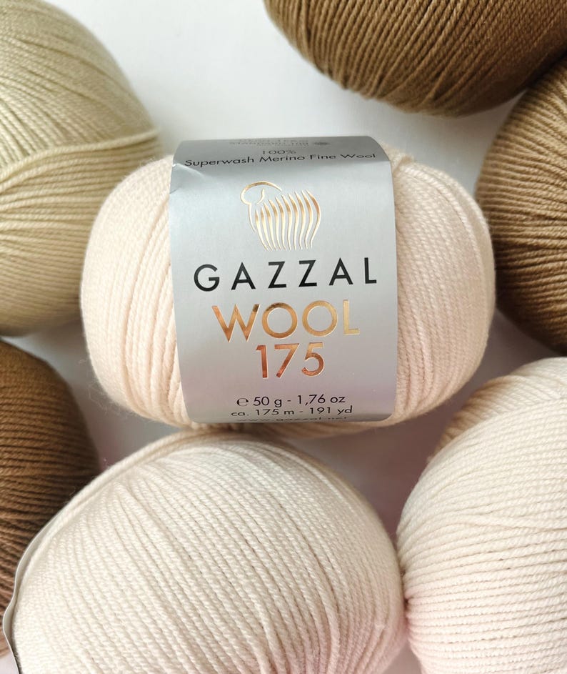 Gazzal Superwash Merino Wool 175 Yarn – OEKO-TEX Certified, 50g/175m, Fine Wool for Knitting, Crochet image 12