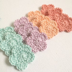 Crochet mini flowers applique set of 12 pcs. Embellishment, motif, scrapbooking flower, decoration