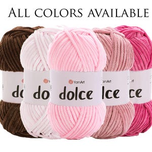 YarnArt Dolce Micro Polyester Garn stricken häkeln 100g 120 m, Samtgarn, Amigurumi Spielzeug, Baby Garn, Plüschgarn, Deckengarn, weiches Garn