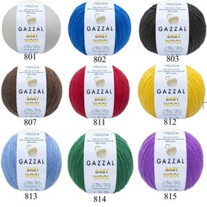 Gazzal Baby Wool, Filato di lana merino, Filato per uncinetto, Filato per bambini, Filato morbido in cashmere, Filato per abbigliamento, Filato ipoallergenico, Filato di lana per maglieria