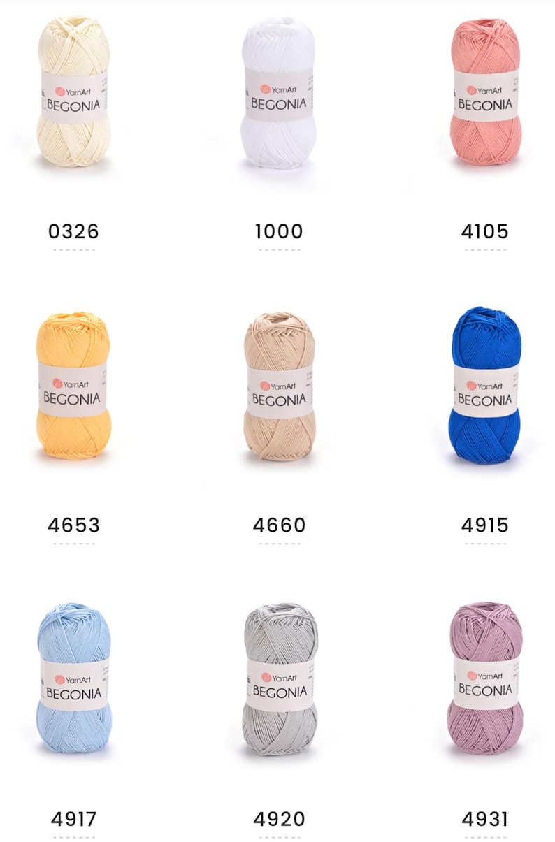 Yarnart Begonia 100% merceriserat bomullsgarn stickning virkning 50g 169 m mjukt fint garn för amigurumi, filtar, halsdukar och babykläder bild 3
