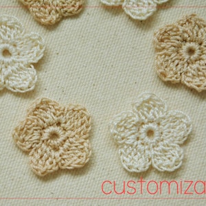 Crochet flower applique 1inch decoration floral beige cream tiny embellishments for weddings, handmade, sewing accessories, scrapbook flower