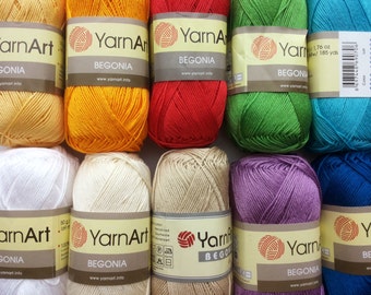 100% mercerized cotton yarn knitting crochet by Yarnart begonia 50g 169m
