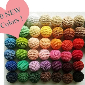 crochet round wooden beads 10pcs. Choose your size and colour MADE TO ORDER