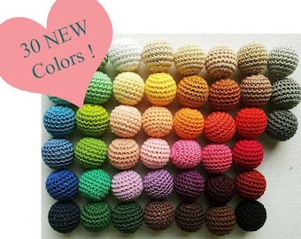 crochet round wooden beads 10pcs. Choose your size and colour MADE TO ORDER