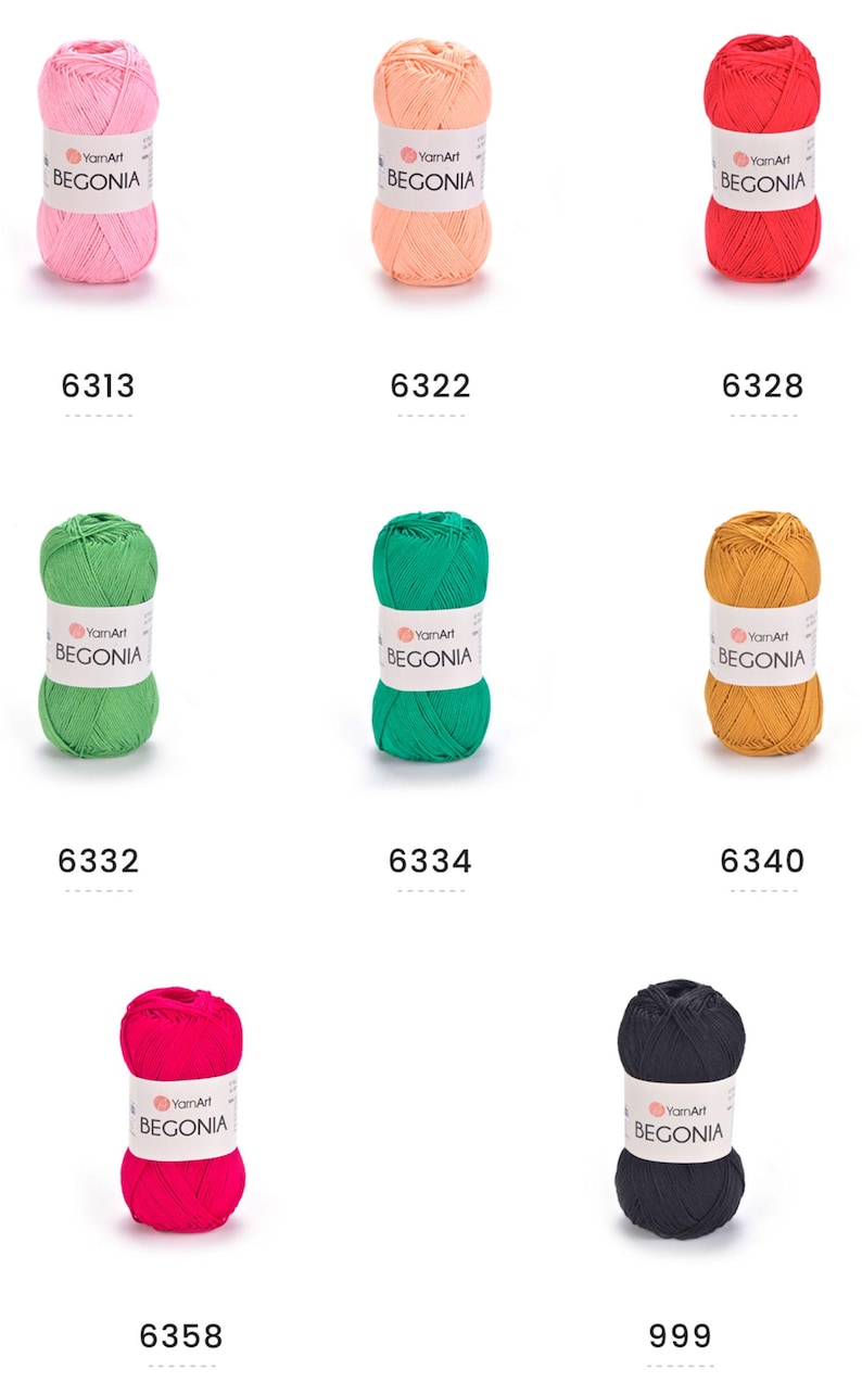 Yarnart Begonia 100% merceriserat bomullsgarn stickning virkning 50g 169 m mjukt fint garn för amigurumi, filtar, halsdukar och babykläder bild 6