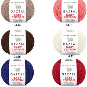 Gazzal Baby Cotton Yarn 50gr 165mètres / Amigurumi, Doux, Mélange acrylique, Été, Bébé, Jouets Fil pour enfants / Fin, poids sport image 5