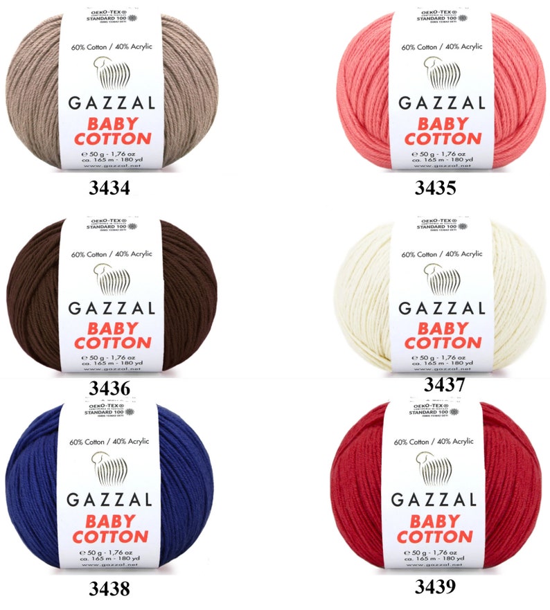 Gazzal Baby Cotton Yarn 50gr 165mètres / Amigurumi, Doux, Mélange acrylique, Été, Bébé, Jouets Fil pour enfants / Fin, poids sport image 5