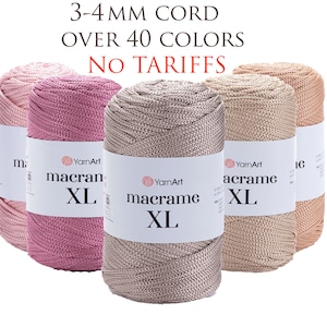YARNART MACRAME XL - Cordão de Macramê em Poliéster, 100% Poliéster, Corda de 3 mm a 4 mm, Ideal para Bolsas de Macramê, Tapetes de Macramê e Artesanato, 249 g (8,80 oz), 130 m (142,17 jardas)