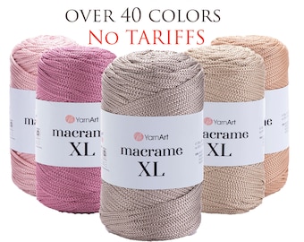 YARNART MACRAME XL - Polyester Macrame Cord, 100% Polyester 3mm - 4mm Rope, Macrame Bag, Macrame Rug, Craft Cord, 8.80 Oz, 142.17 Yds