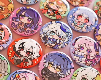 Genshin Impact Badge Button Cute Small - Teyvat heroes Ver 1