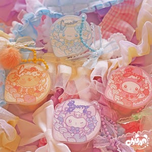 Ribbon Cute Girl Aesthetic Coquette Bunny Dog Strawberry Vanilla Keychain Pudding Charm