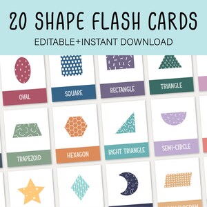 Vorm Flashcards Afdrukbare | Moderne patroon vorm flash kaarten | Kleuterschool Homeschool Klaslokaal Peuter Flashcards
