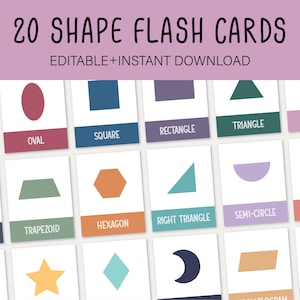 Shape Flashcards Printable | Modern Shape Flash Cards | Preschool Homeschool Classroom Toddler Flashcards