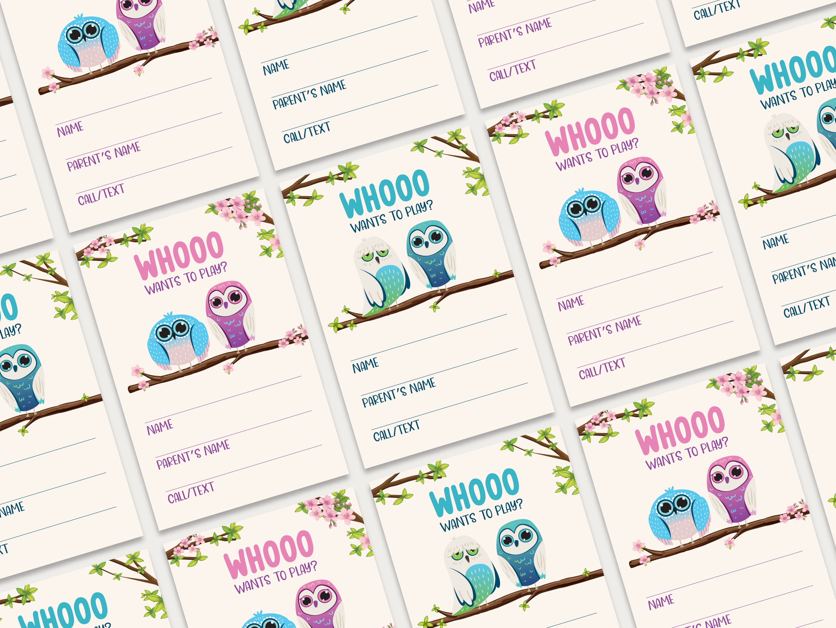 Printable Contact Card for Kids, Play Date Calling Card, Play Date ...