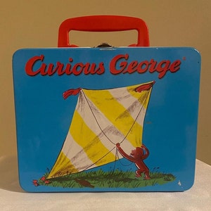 Curious George Blue Metal Lunch Kit & Collectible Items