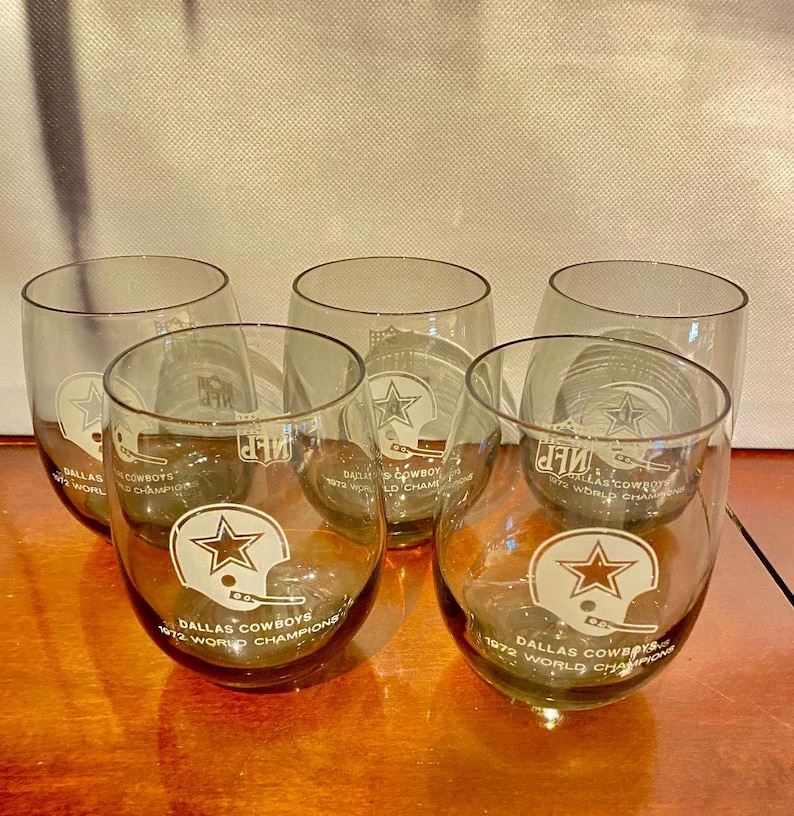 NFL Set of 5 Vintage Dallas Cowboys 1972 World Champions Smokey Grey