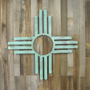Giant Zia Sign, Wall Art, Weathered, Wall Hanging, Home Decor, Distressed, Flag Art